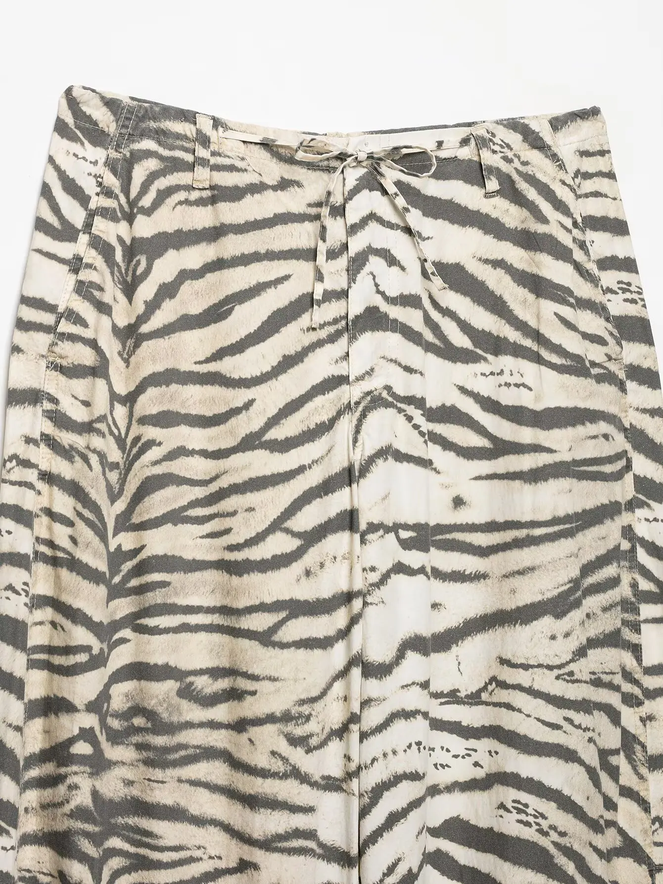 Modische Vintage Leoparden-Hose für Damen, Lässige Weite Hose mit Schnürung und Taschen, Sommer-Herbst Neuheit – Detail 7