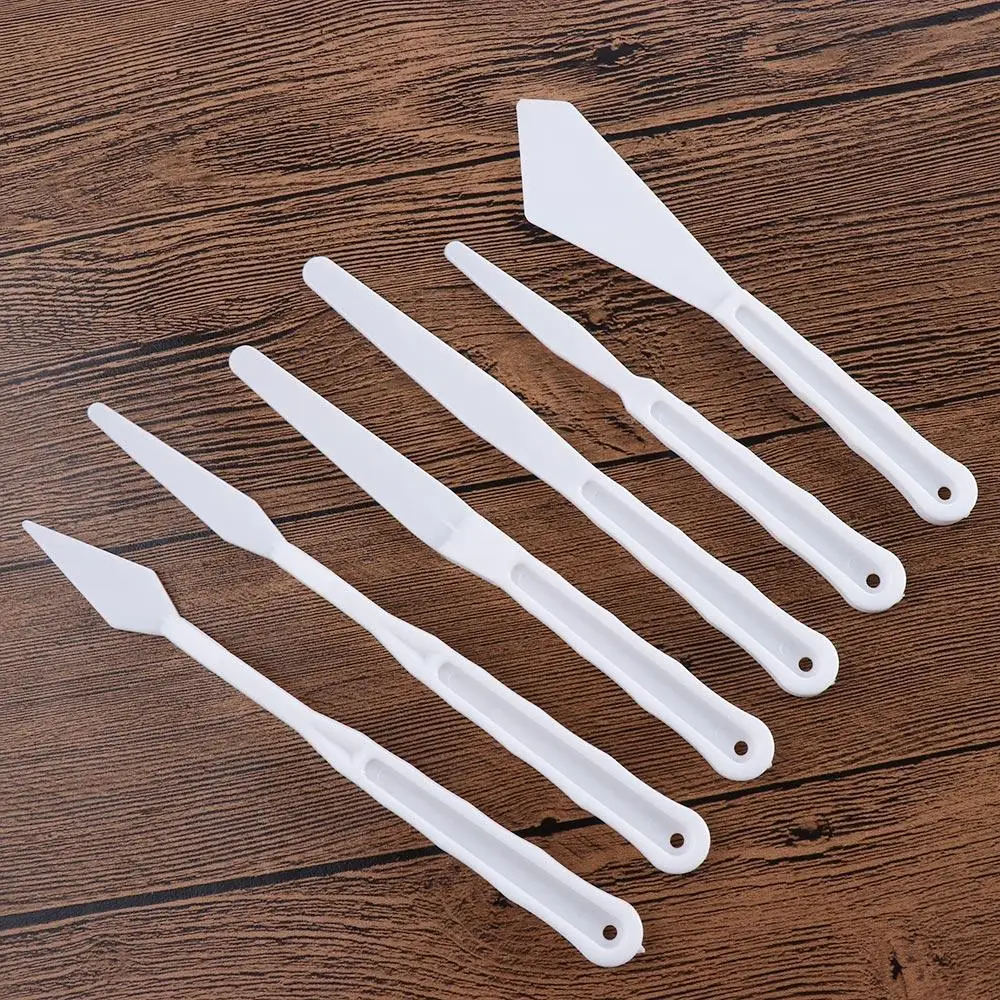 6Pcs Flexible Different Styles Oil Acrylic Painting Plastic Painting Spatula Art Tools Palette Knives