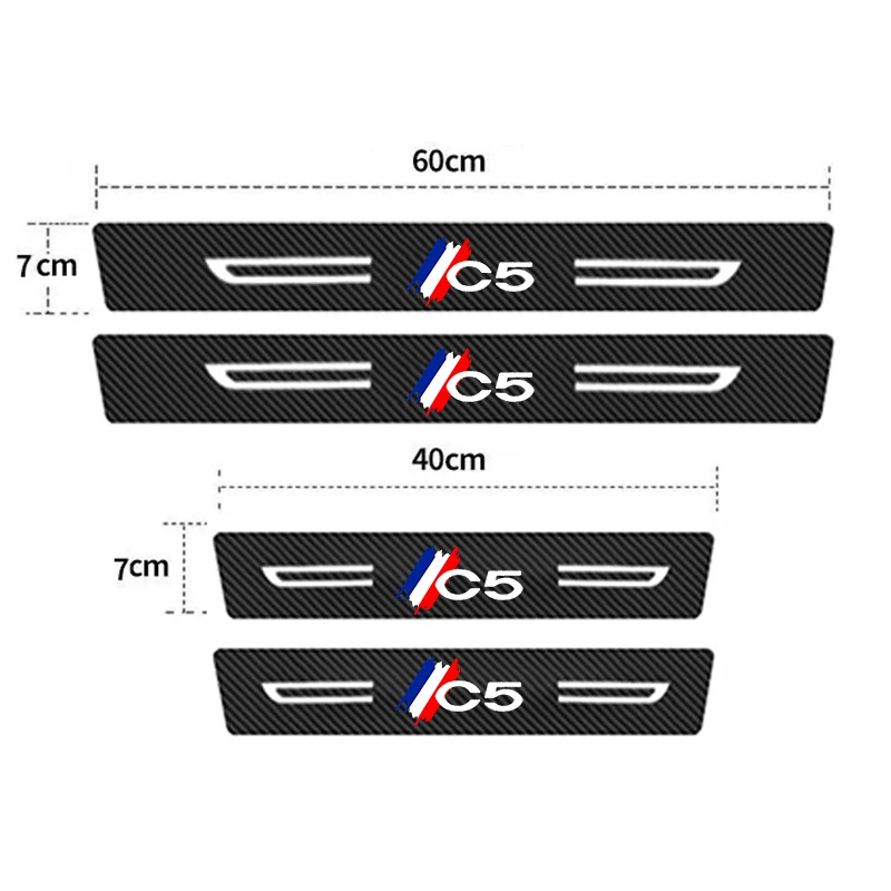 Car Door Threshold Stickers for Citroen C5 Rear Trunk Bumper Water Proofing Accessories Sill Kick Plate Anti Scratch Strip Film