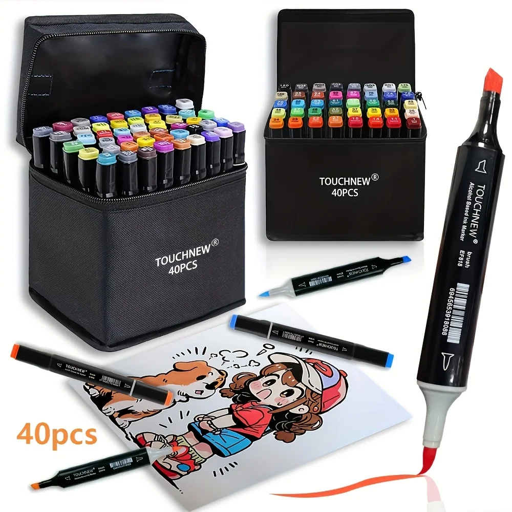 80 لونًا لعلامات الكحول ذات الأطراف المزدوجة مجموعة أقلام رسم دائمة للأطفال والكبار، رسم توضيحي للرسم