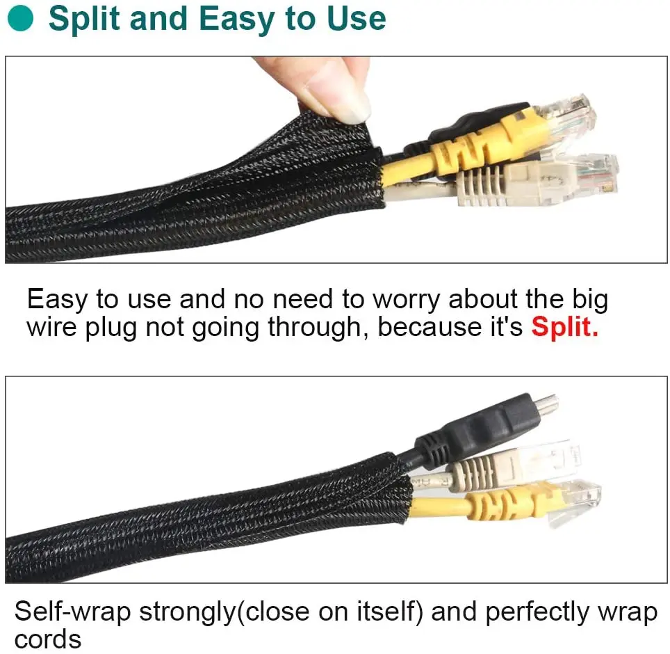 Protector Split Wire Loom Braided Cable Sleeve and Various Sizes dia3mm~ dia100mm