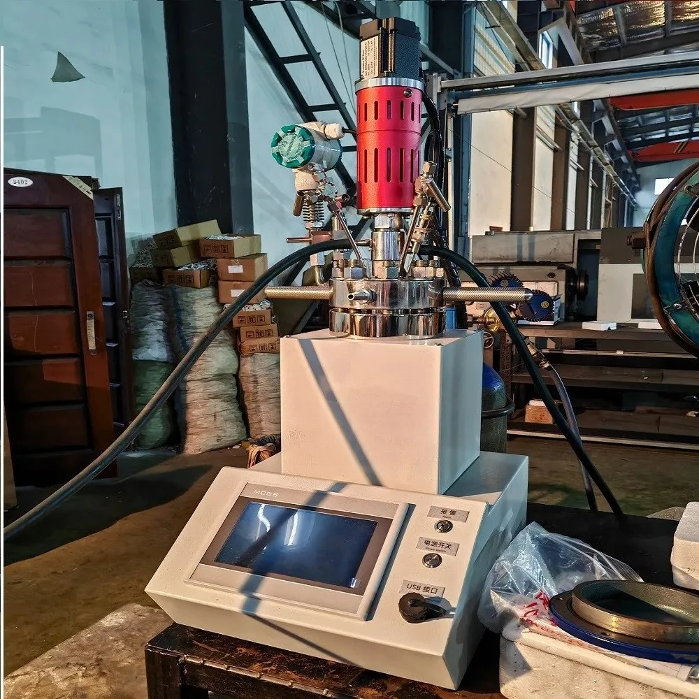 250ml Top-Entry Mini Pressure Reactor Stirred Reaction Kettle with Core Components Pressure Vessel Motor PLC Engine