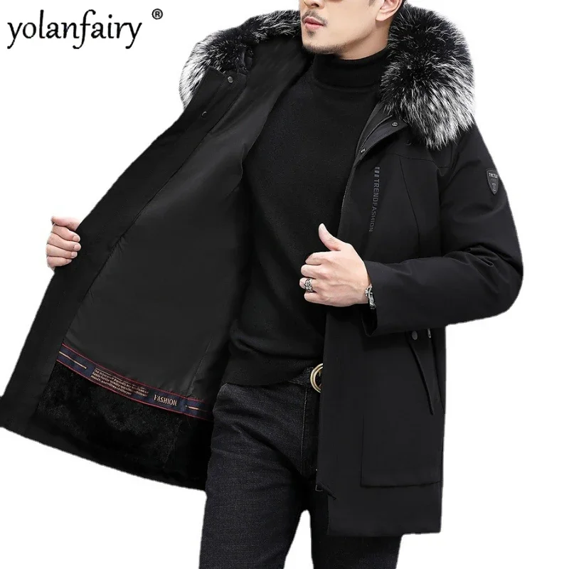 

New Winter Jacket Men Parkas Large Size Men's Real Fur Parka Detachable Rabbit Fur Inner Fur Fox Fur Collar Coat Male Clothing F