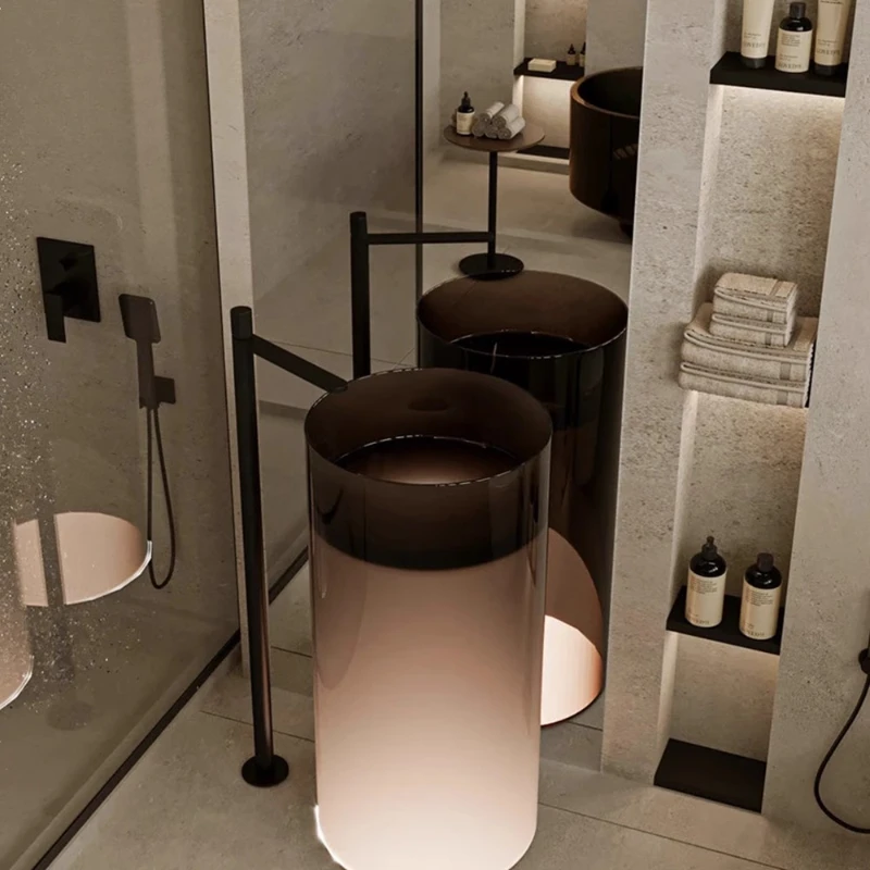 

Transparent Luminous Balcony Hotel B & B Small Unit Hand Wash Basin Wash Table Column Basin Cabinet