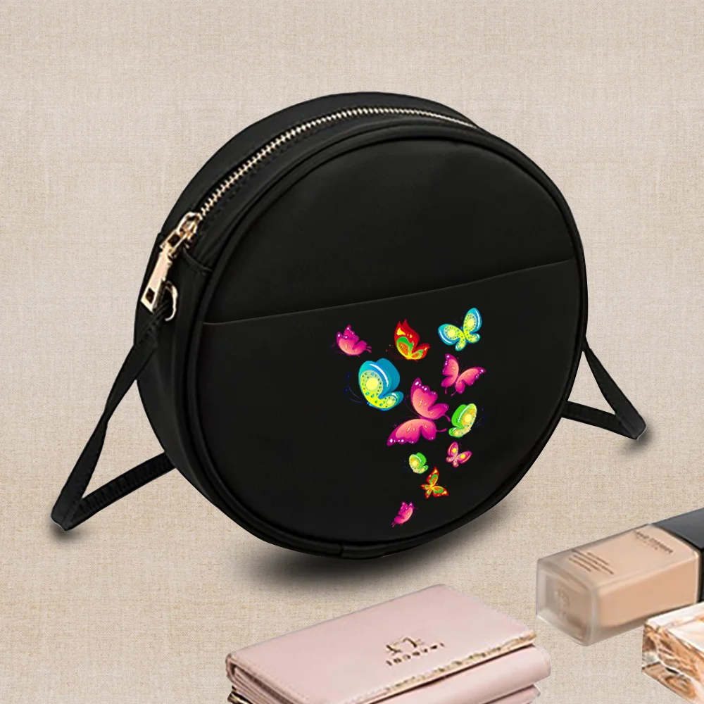 Small Round Bag Ladies Shoulder Bag Crossbody Bag Women's Fashion Butterfly Print Casual HandBag 2022 New Harajuku Style