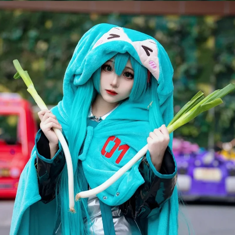 Anime Hatsune Miku Blanket Cloak Hoodie Flannel 2in1 Throw Blanket Pillow Cosplay Costume Soft Warm Shawl Tv Sofa Blanket