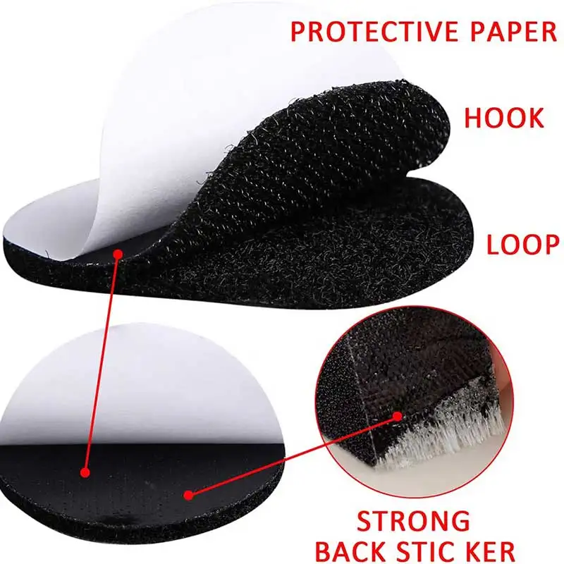 5-20Pairs 50mm Hook and Loop Interlocking Dots Sticky Self Adhesive Fastener Tape Back Coins Hook Loop DIY Carpet Anti Slip Mat