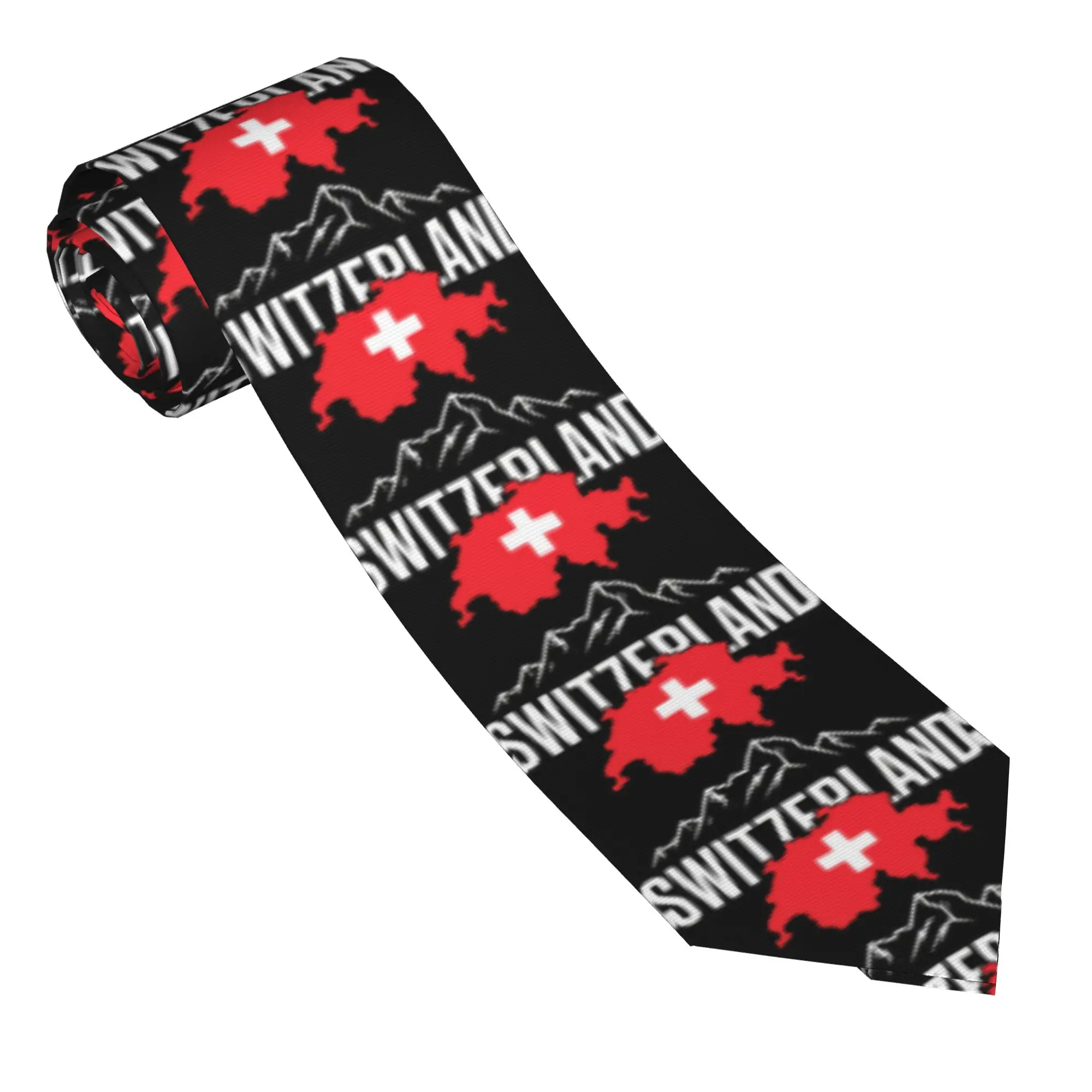 Swiss Switzerland Flag  Tie  Daily Wear Neck Ties Retro Casual Neck Tie For Male Custom DIY Collar Tie Necktie Gift Idea