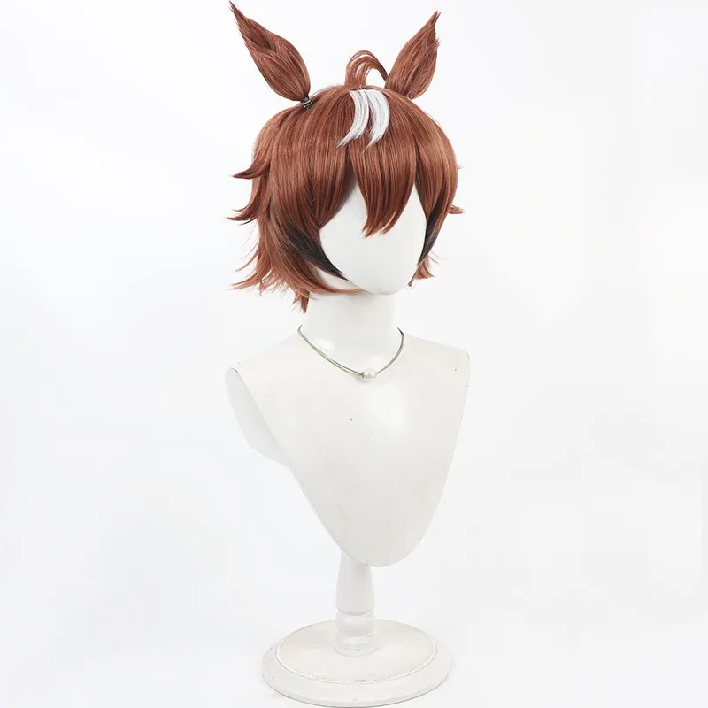 Parrucca cosplay Anime Pretty Derby Shinko Windy Puntelli per feste di carnevale di Halloween Fibra sintetica resistente al calore + cappuccio per parrucca