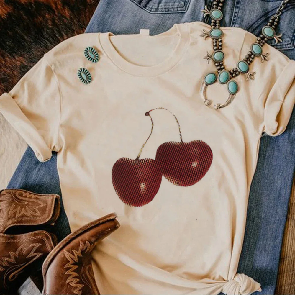 Cherry tshirt female graphic University Digital 2000s Grunge Pop Culture shirt harajuku kawaii Punk 2000s Vintage hip hop