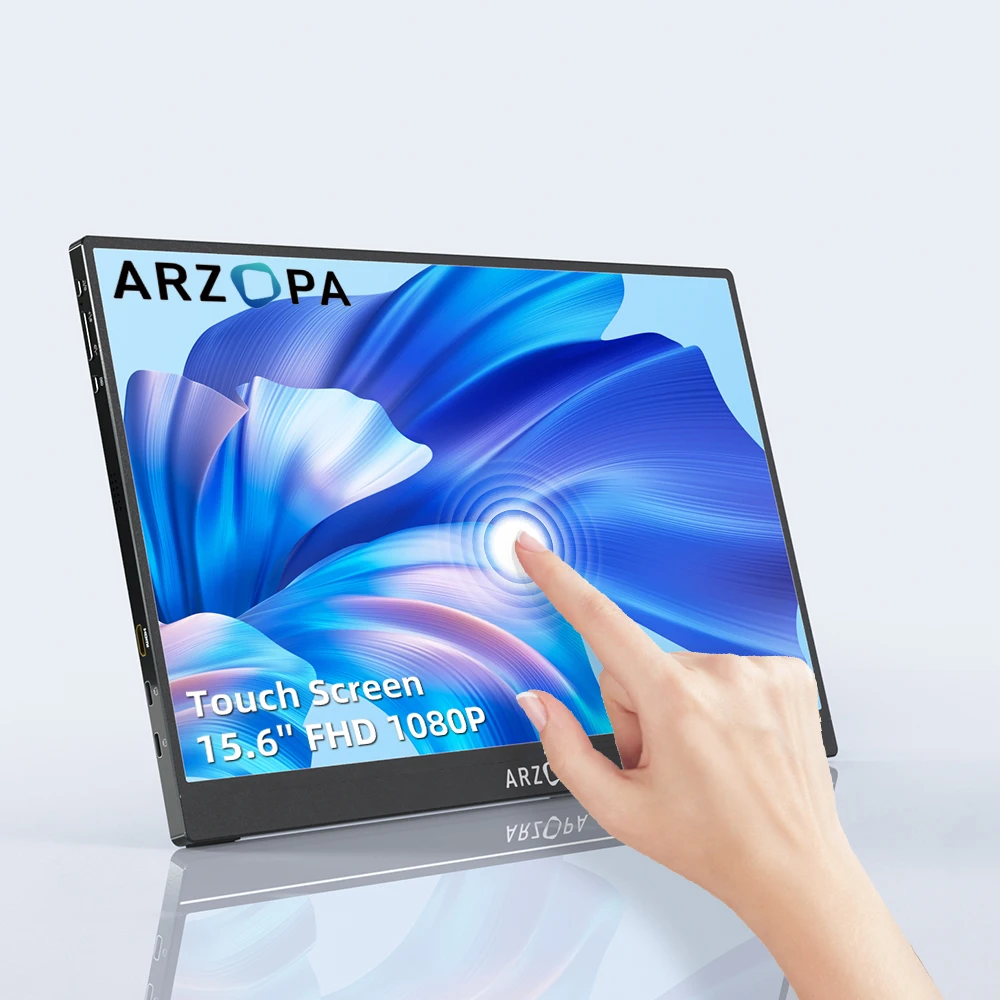 Портативный монитор Arzopa A1T с сенсорным экраном, 15,6 дюйма, HDR, IPS, 1080P, беспроводной, для ноутбука, ПК, телефона