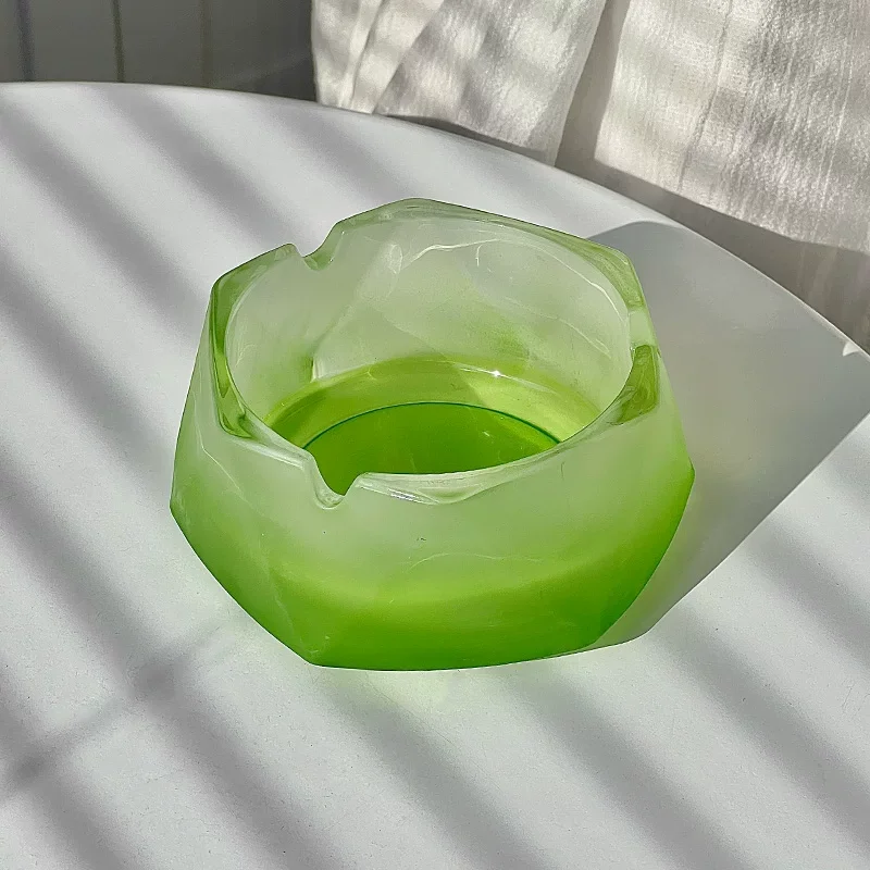 Frosted Geometric Glass Ashtray Thickened Desktop Cigarette Holder Ashtray Nordic Style Home Office Table Smoking Decor Gift