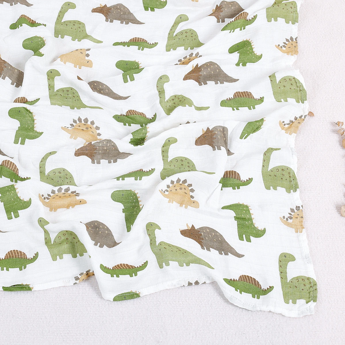 HappyFlute New Dinosaur Print Soft Bamboo Cotton Fabric 120*110CM Baby Wrap Newborn Multi-function Swaddle Sleeping Blanket