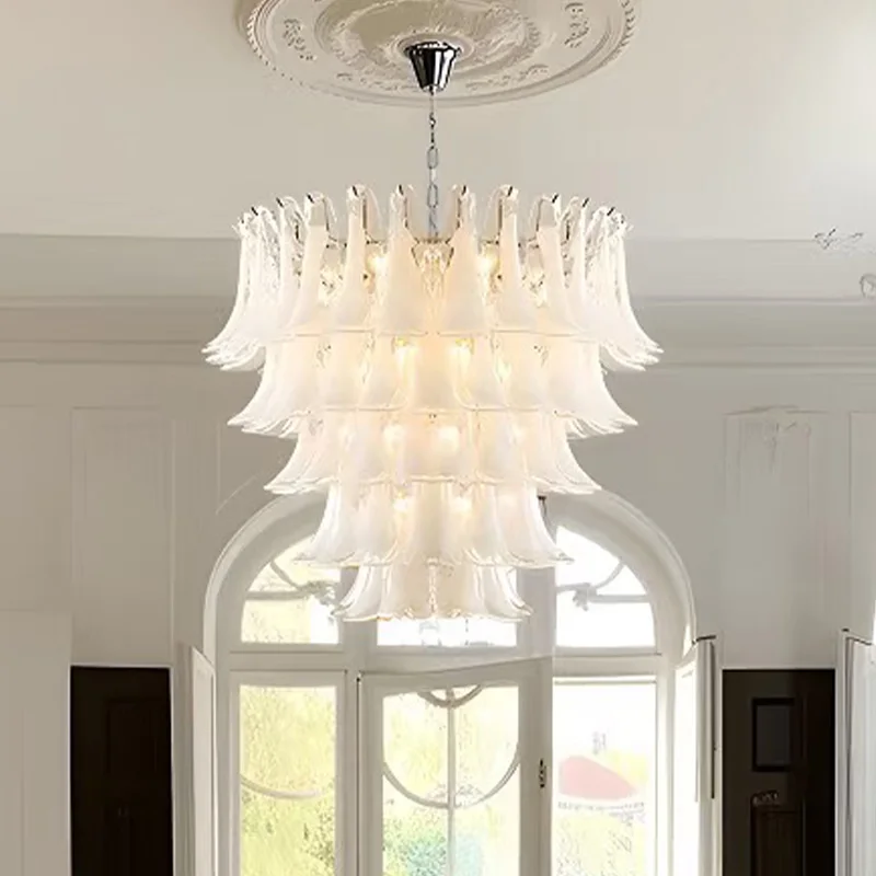 

2026 New Brass Branch Chandelier, Murano Horseshoe Glass Shade Lustre, Dimmable Pendant Lamp for Living Room, Light for Ceilings