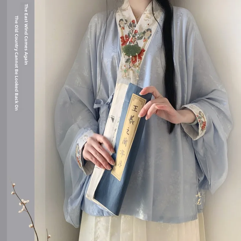 

Оригинальный женский топ Ханьфу Lingling Yu Ming Dynas Sle Spring Thin Collar с юбкой-накидкой, традиционная китайская одежда