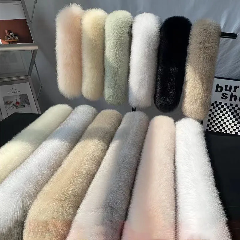 Fox Fur Collar Women\'s Coat Decoration Large Fur Collar Scarves For Ladies Coat Fur Collar Scarves Women Fur Shawl Scarves
