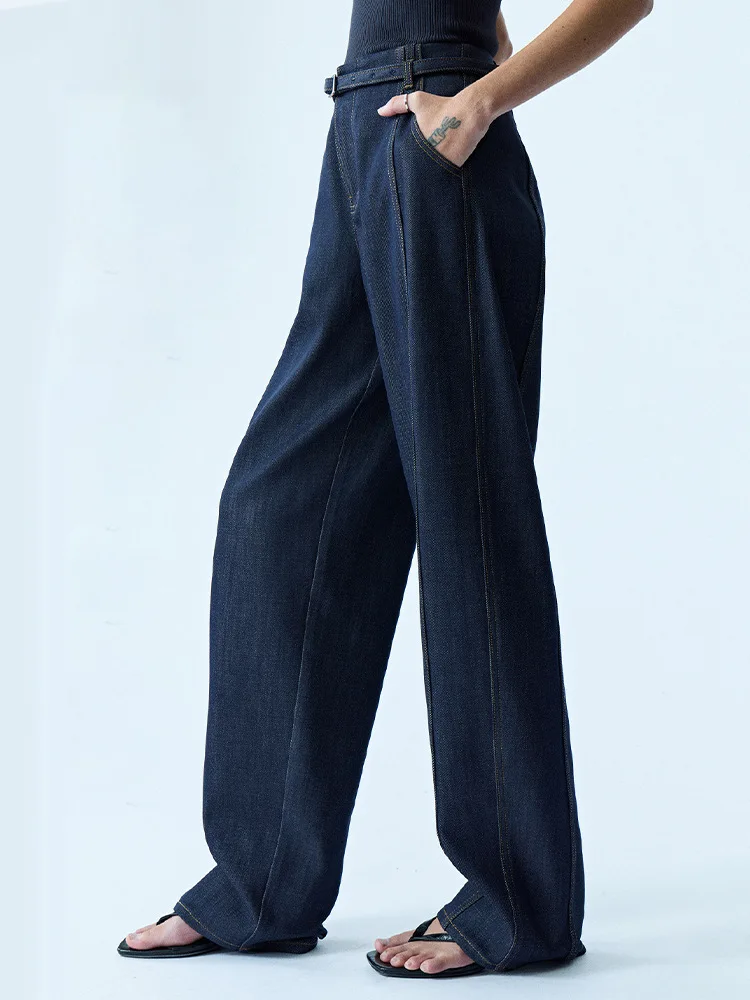 Maxdutti 2026 Minimalist Retro Trendy Classic Diagonal Denim Jeans Jeans Women's Jeans Women's Denim Pants Woman Clothes Pants