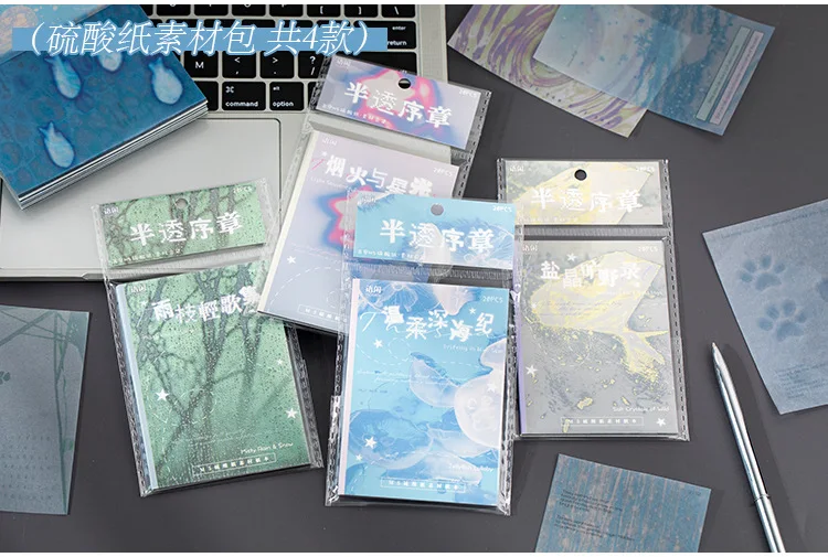 20 Stück/Set Notizblöcke Materialpapier Vorwort des Halbtransparenten Junk Journals Scrapbooking Retro Hintergrund Dekorationspapier – Detail 3