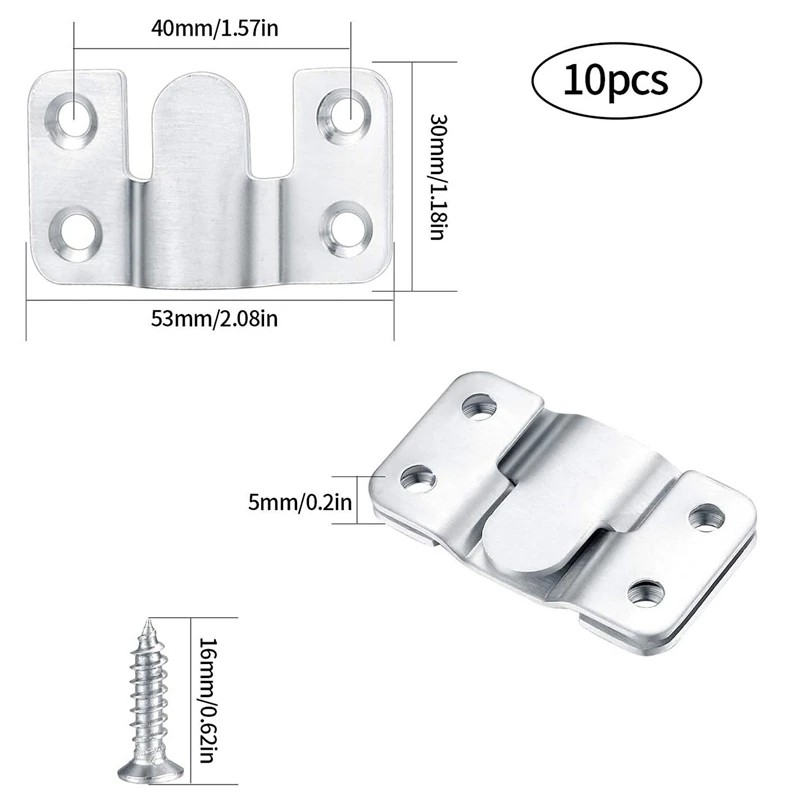 10 Pcs Flush Mount Bracket Interlocking Hang Furniture Connector Stainless Steel Wall Mount Picture Frame Brackets