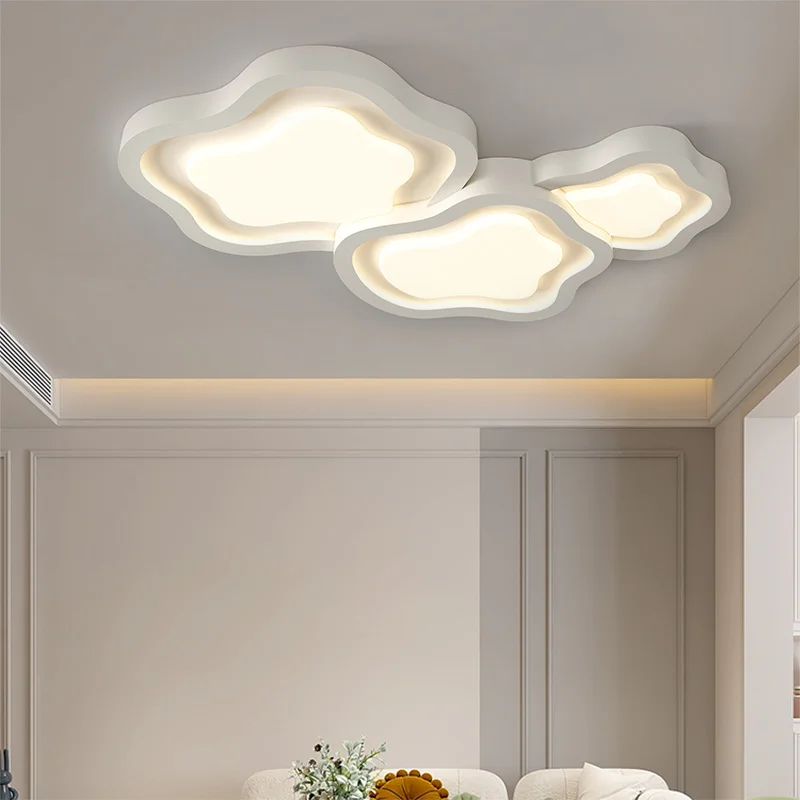 Plafonnier LED de Style Crémeux et Nordique avec Télécommande, Luminaire Décoratif d'Nik, Idéal pour une Chambre à Coucher ou un Salon