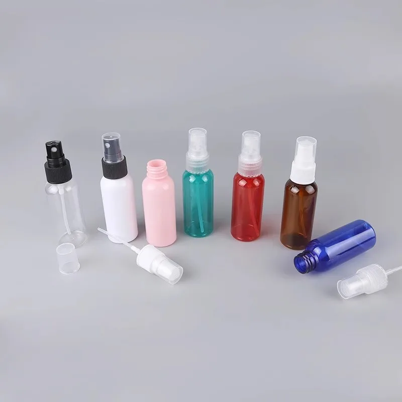 500 pz 50 ml Trasparente Rotondo PET Bottiglia di Plastica Spray Portatile 1.7 oz Contenitore di Profumo Vuoto Riutilizzabile Vasetti di Campioni Cosmetici Da Viaggio