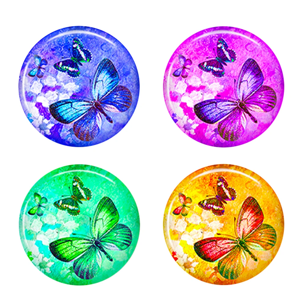 

10mm 12mm 25mm 14mm 16mm 18mm 20mm Photo Glass Cabochons Round Cameo Set Handmade Settings Stone Snap Butterfly ABB409