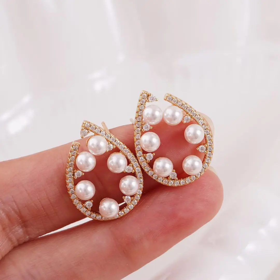 

S925 Sterling Silver Earrings Base Findings Mountings Jewelry Mounts Fittings Accessories for 4-5mm Pearls