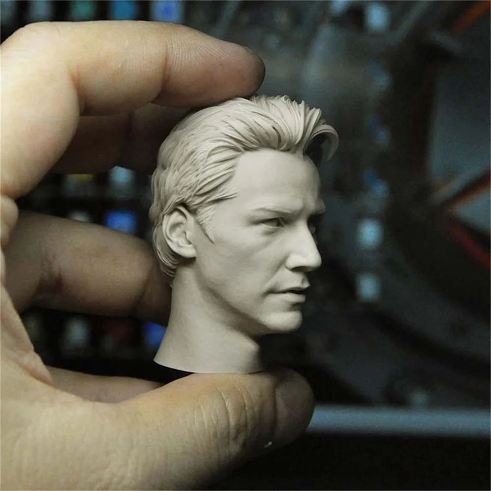 Male Head Carving Sculpt Keanu Reeves Actor Star 1/6 Soldier Model For 12'' Action Figure Body Doll  Collection