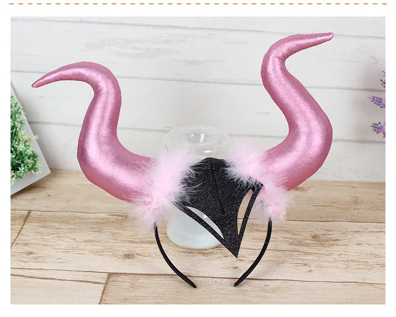 Halloween Devil Bull Horn Head Buckle Hair Hoop Ghost Festival Decorative Headwear Cosplay Ball Party Props Bull Horn Headwear