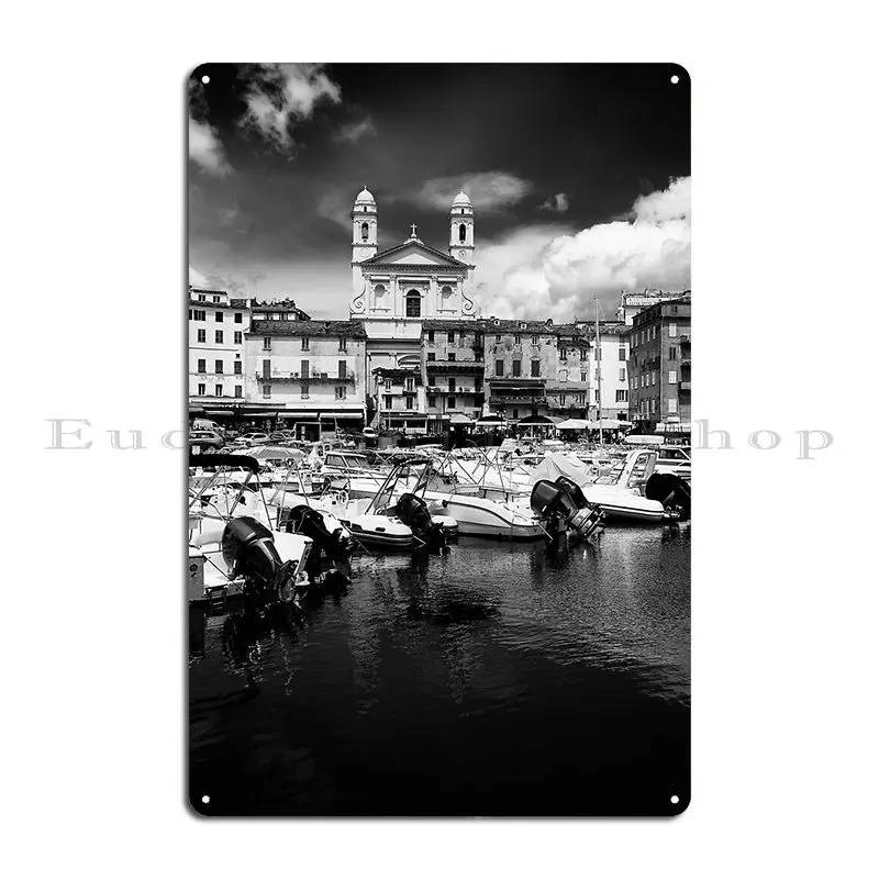 لوحة معدنية ذات طابع أبيض وأسود ، لوحات ملصق ، علامة حرف القصدير ، A9glise ، القديس جان بول ، جان كلود في باستيا ، ٪ #2