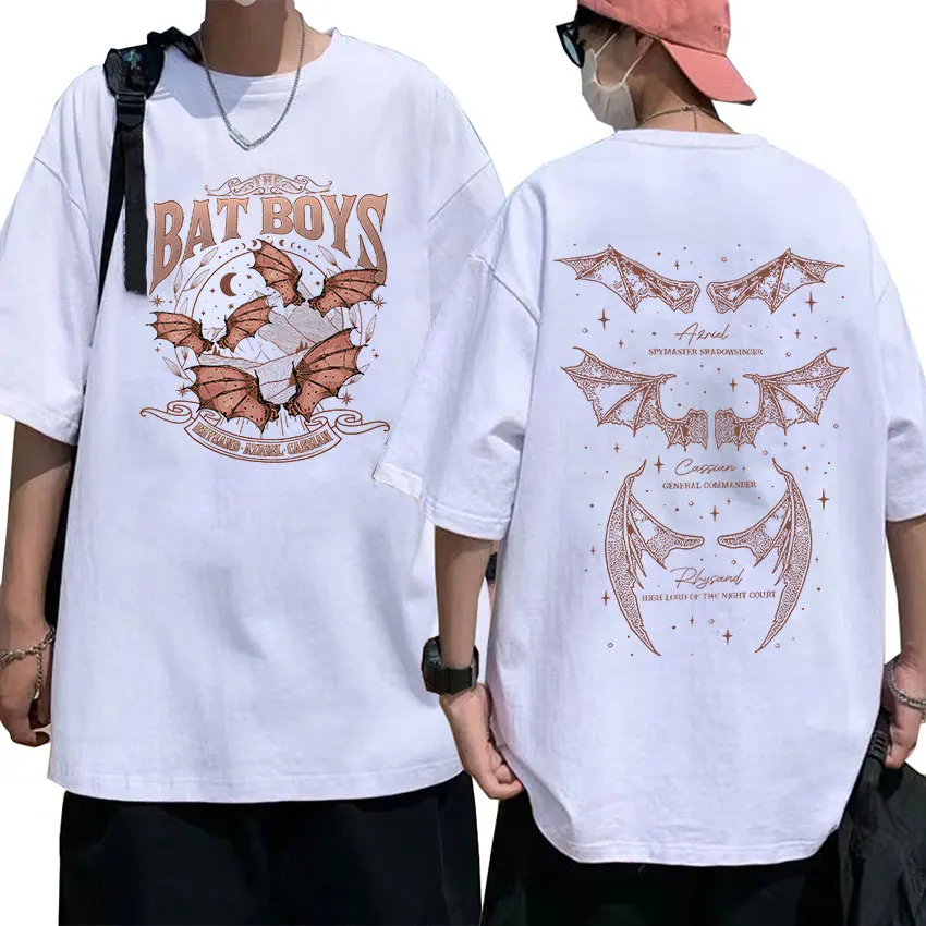 The Bat Boys Rhysand Azriel Cassian Print T Shirt Men Women Harajuku Retro Aesthetic T-shirts Tops 100% Cotton Oversized T-shirt