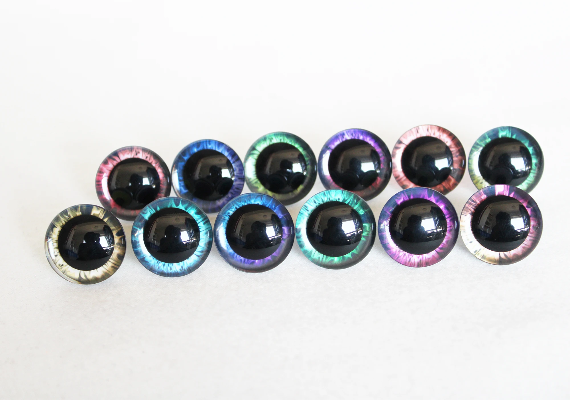 10PAIRS/LOT 9MM TO 35MM  COLORFUL 3D PUPIL toy eyes  with  back washer for diy doll ACCESSORIES-YC3