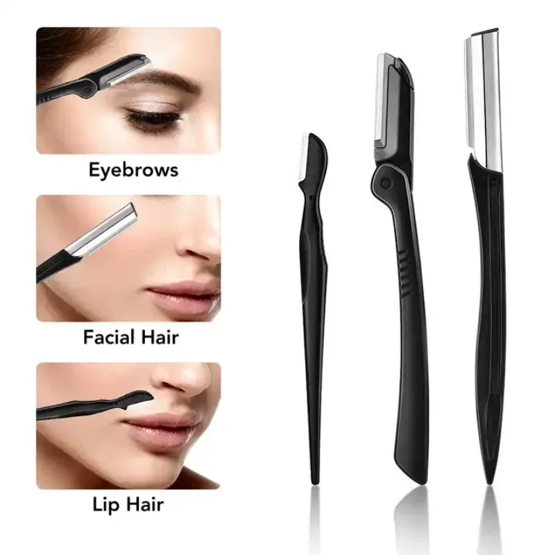 Black Eyebrow Trimming Scissors Stainless Steel Tweezers Eyebrow Scraping Eyebrow Comb Razor Eyebrow Clip Makeup Tools Sets