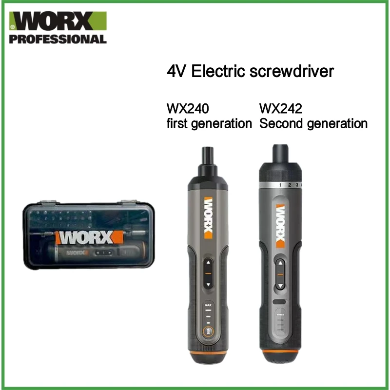 WORX 4V Mini Electrical Screwdriver Set WX240 Smart Cordless Electric Screw Driver USB Rechargeable Handle 30 Bit Set Drill Tool