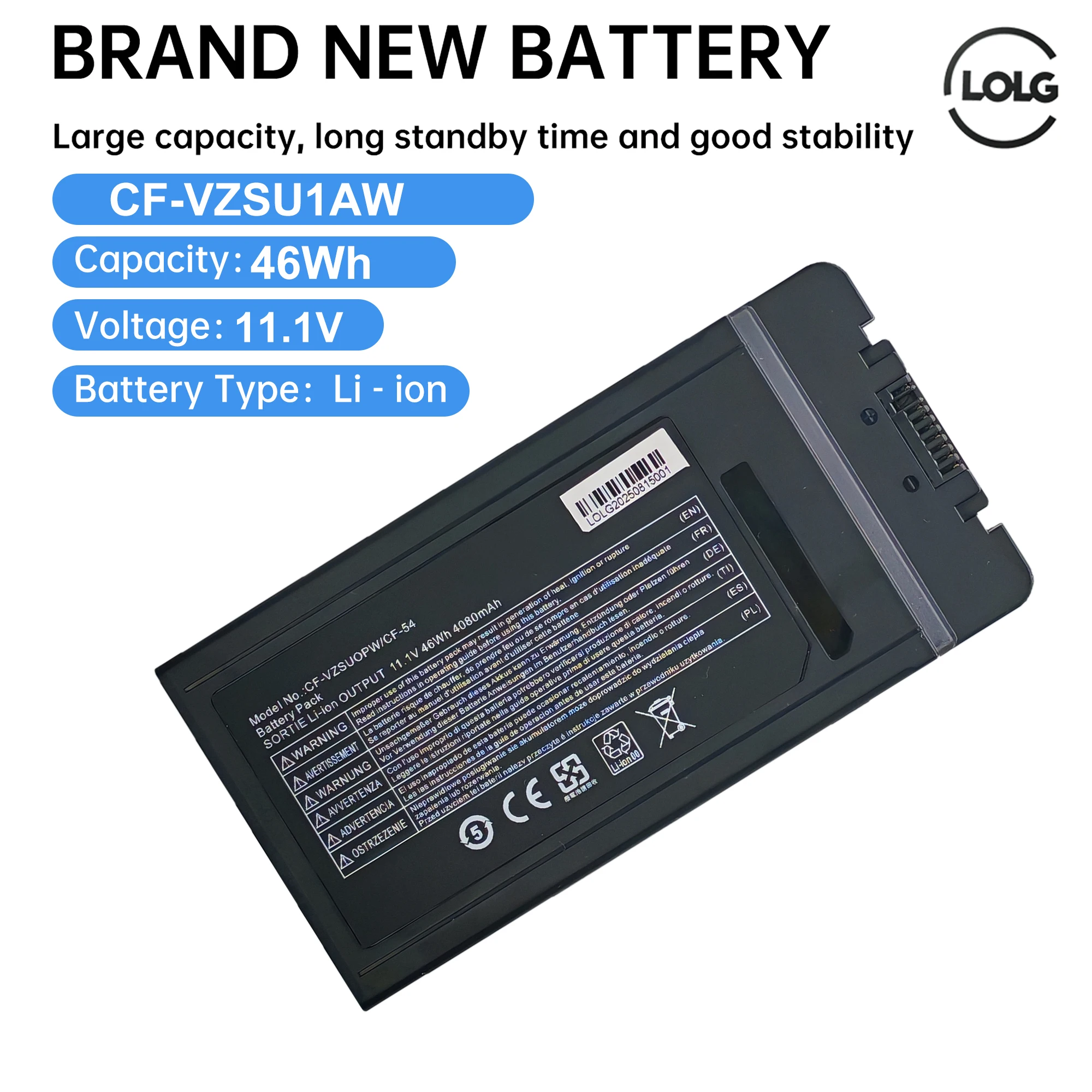 

CF-VZSU0PR CF-VZSU0PW CF-VZSU0GW CF-54 Laptop Battery For Panasonic CF-54 Toughbook CF-VZSU0LW 11.1V 46Wh