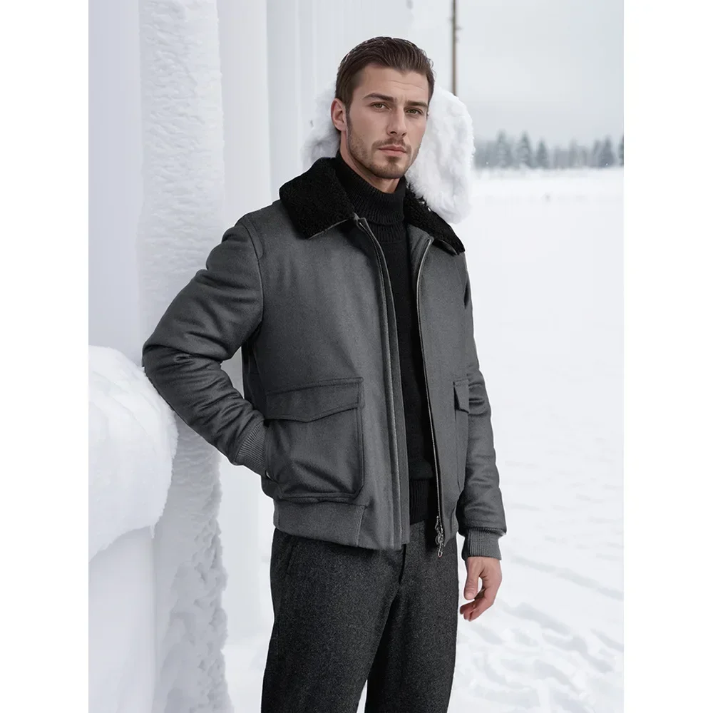 

Pop Europe And America Autumn And Winter Men's New Solid Color Simple Commuter Lapel Zippered Large Pocket Casual Jacket For Men