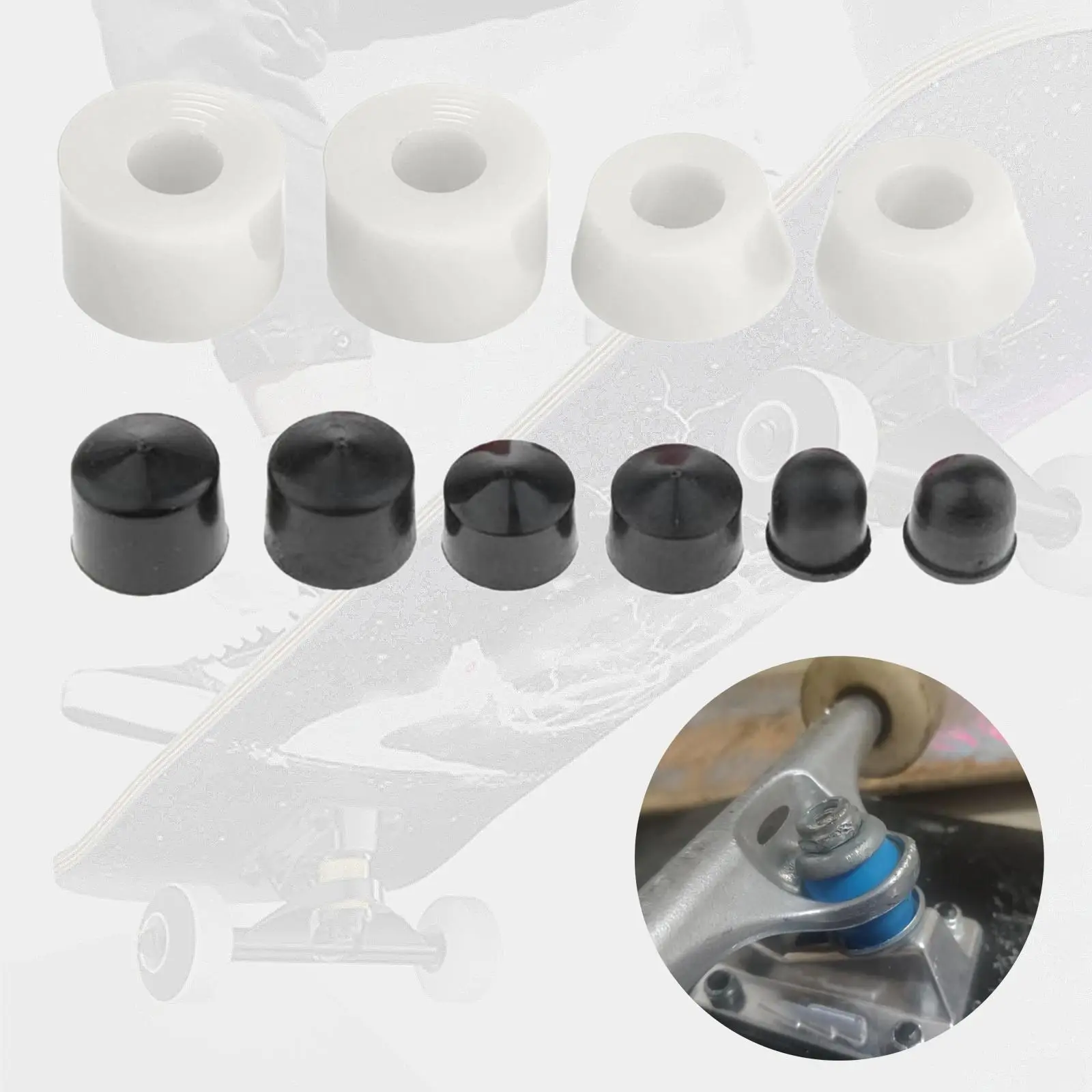 3-6 bungkus Skateboard truk Bushing Kit peredam kejut lembut untuk luar ruangan putih