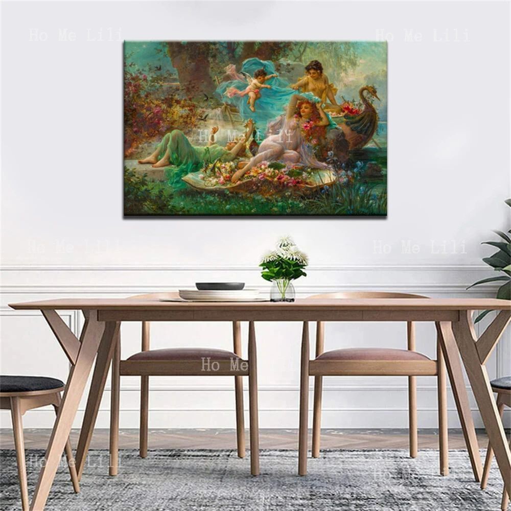 Forest Nymph Flora Cherub Lovely Angels Elves Myths And Fables The Empress Eugenie Surrounded Romantic Canvas Wall Art Painting