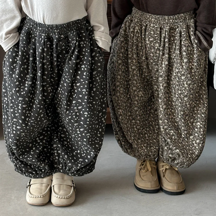 

‌2025 Autumn New Arrival Kids Leopard Print Loose Pants Unisex Baby Vintage Trousers for Children Boys Girls 1-8 Years