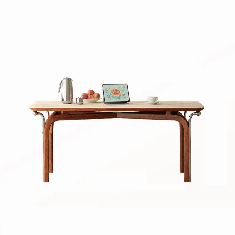 

Household small apartment bean sprouts rock slab dining table retro style solid wood table and chair combination Bauhaus