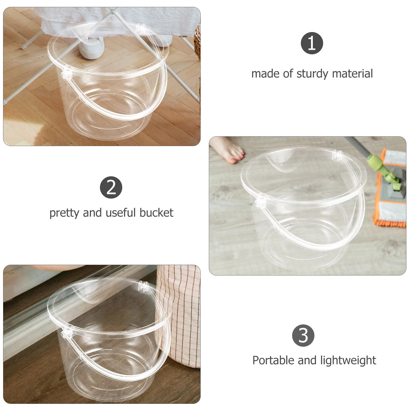 

Plastic Water Bucket Portable Large Capacity Bucket with Handle Multipurpose Use for Home Garden Fishing Cleaning