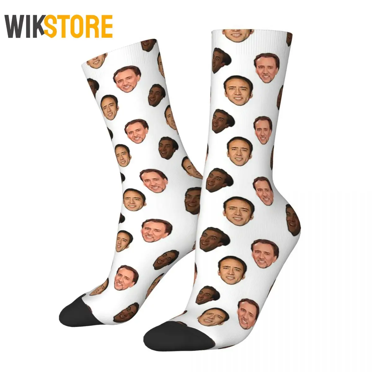 

Happy Funny Male Men Socks Casual Nicolas Cage Sock Fashion Skateboard Women's Socks Spring Summer Autumn Winter Breathable Sock