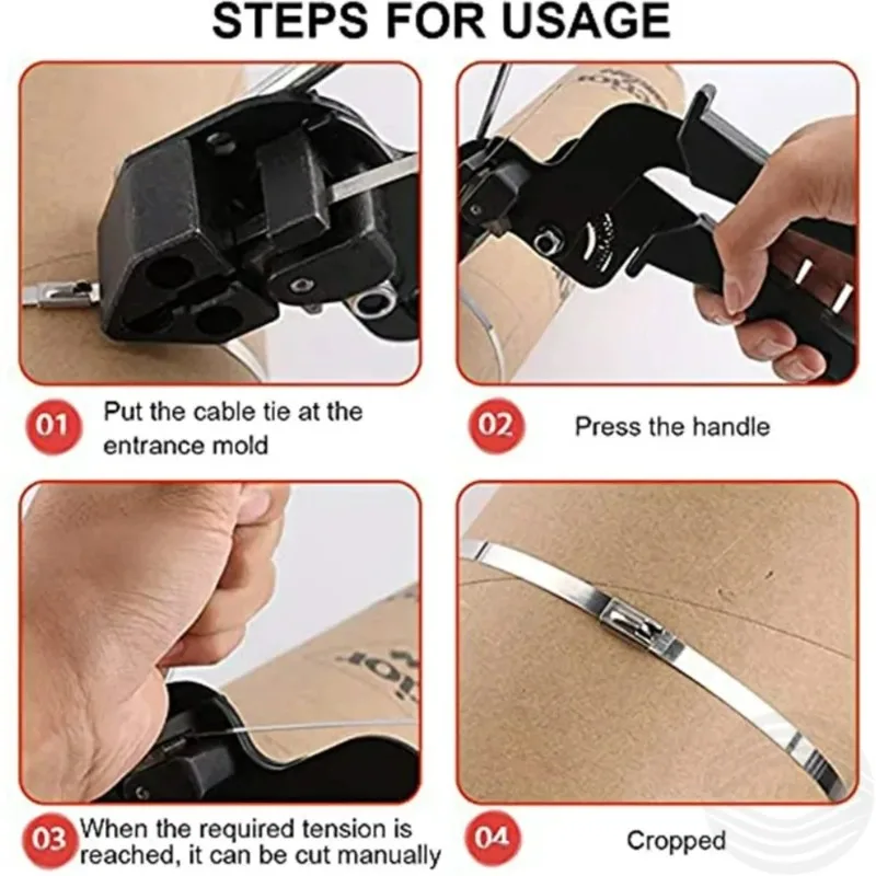 Para sujetar herramientas, brida para cables de acero inoxidable, bloqueo multiusos, brida de Metal, paquete de alicates para bridas de cables de tensión automática