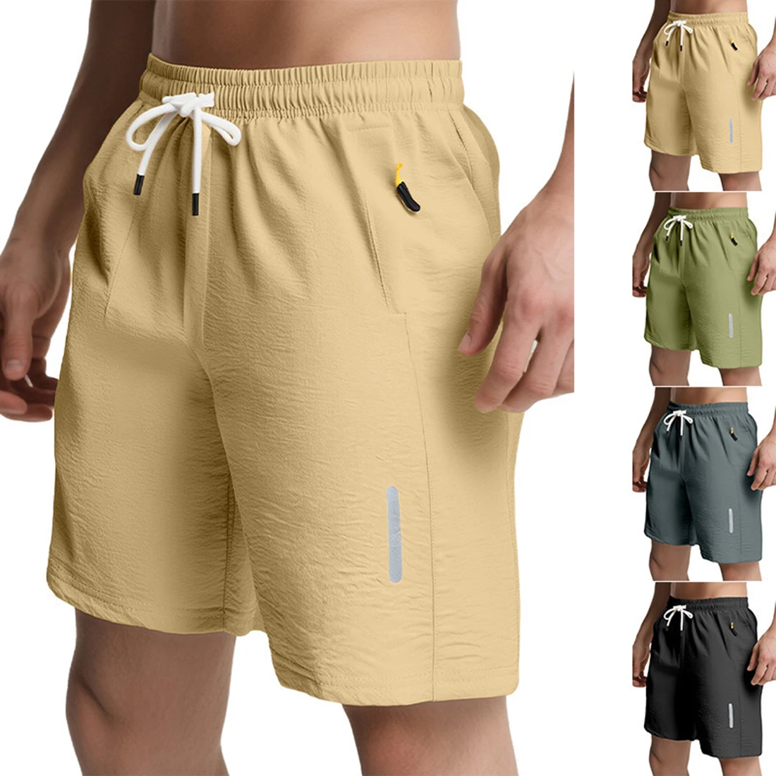 

Men's Summer Shorts with Zipper Pockets Casual Lightweight Breathable Quick Dry beach Shorts for Men