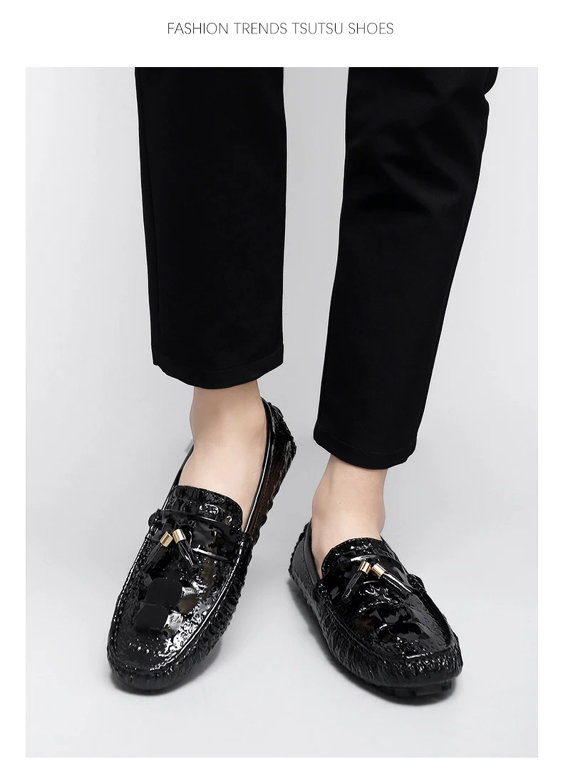 2025 Neuer Stil Handgefertigte Quasten-Loafer für Herren, Atmungsaktive Trendige Leichte Luxus-Krokodilmuster Slip-On Freizeit-Loafer, Unisex Fahrschuhe – Detail 14