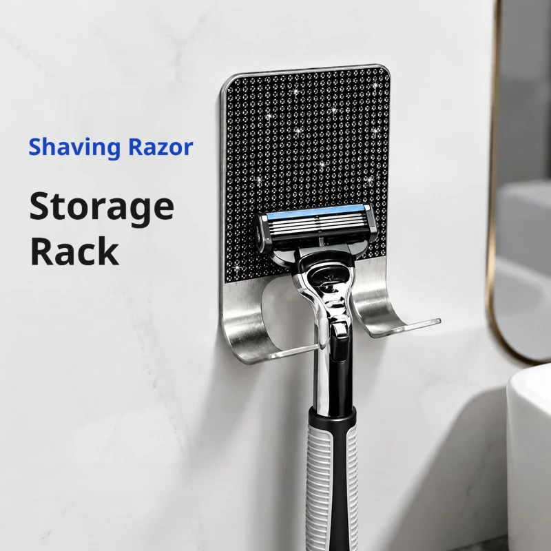 Bling Crystal Self Adhesive Double Hooks No Drill Wall Hanging Rack for Bathroom Towel Clothes Organizer