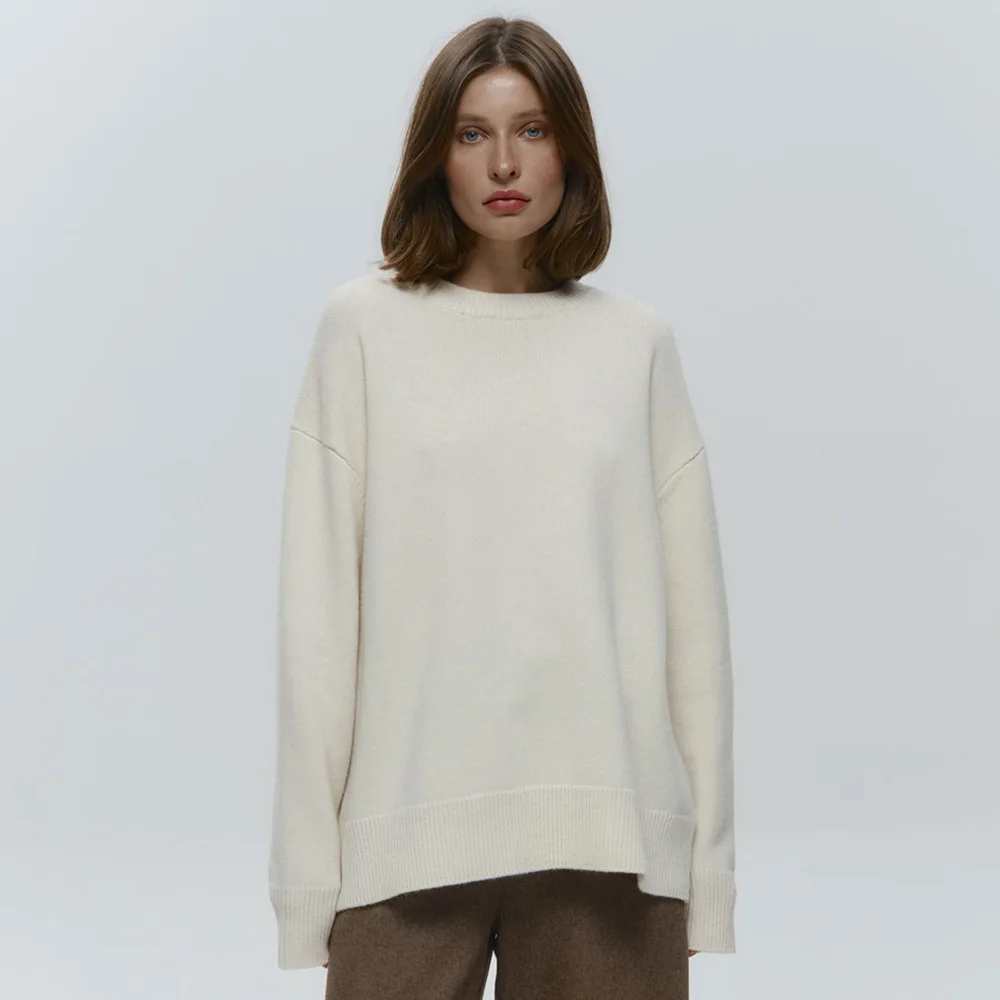 Loose round Ne Pure Color Sweater Simple Sle Women Casual Sweater Street Sle Long Sve Autumn Winter New Arrival