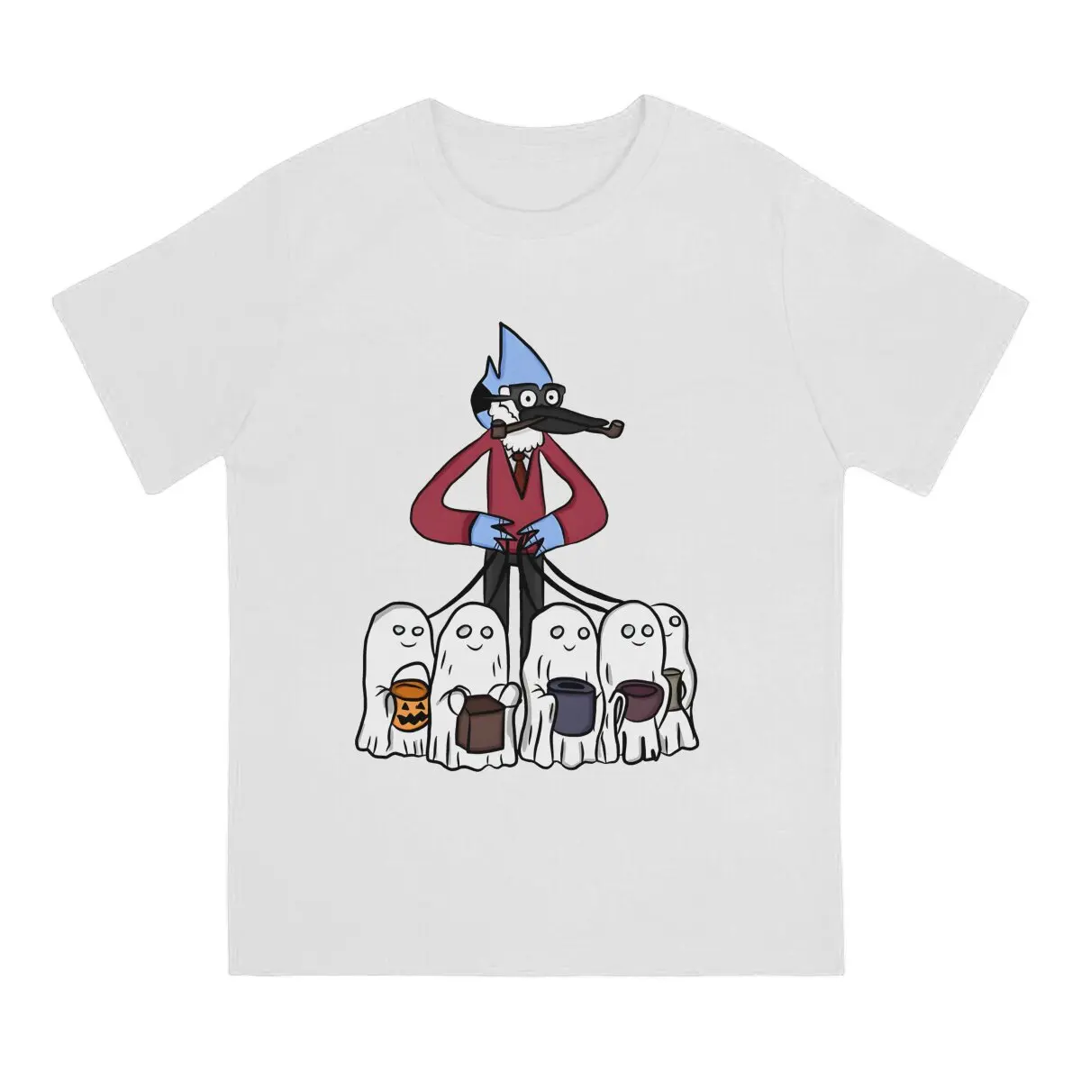 Trick Or Treat Mordecai Man's TShirt Regul Show Crewneck Short Sleeve 100% Cotton T Shirt Humor High Quality Birthday Gifts