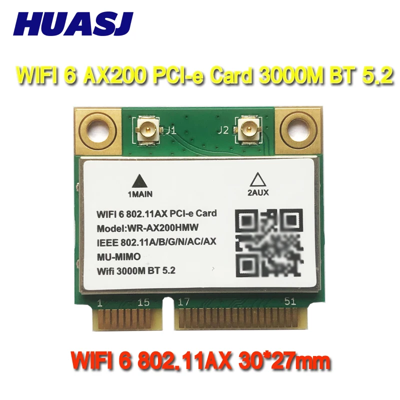 Huasj wifi 6 6e 802.11ax ax200 ax210  mini pci-e ax3000h  bluetooth 5.2 2.4ghz/5ghz adaptador pk 9260ac 8265ac 7265ac 7260ac