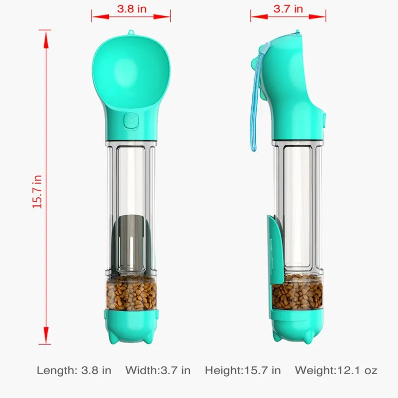 500ML Pet Portable Cat Dog Water Bottle Food Feeder Drinker Poop Dispenser Leak-proof Multifunctional Dog Waterer Bottle